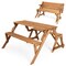 Wooden 2-in-1 Picnic Table Bench with Umbrella Hole, Convertible Design
